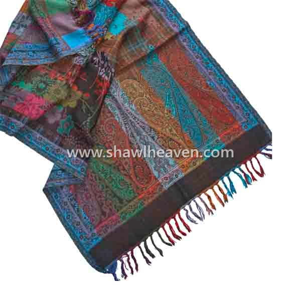 Ethnic indian wool jacquard stole scarf